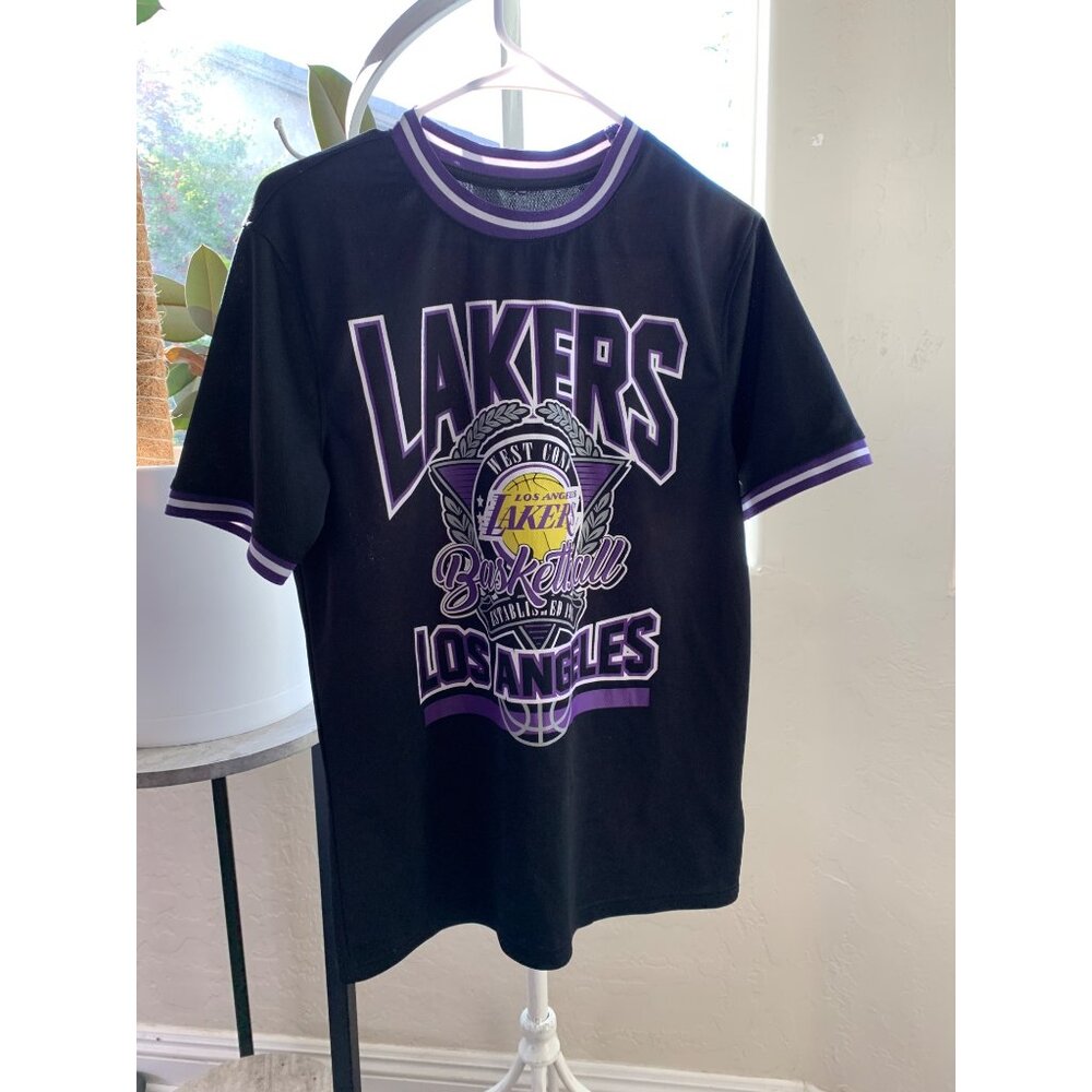Mens NBA Los Angeles Lakers S Polyester Tshirt Black Short Sleeve Basketball - Picture 9 of 9